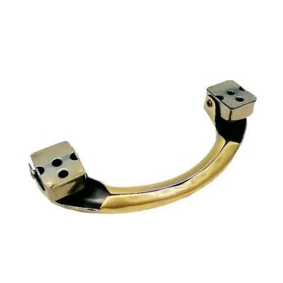 Half moon design metal coffin handles 1502-2 with square basement and two screw holes side view