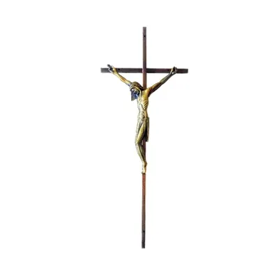 Funeral crucifix 8030 in antique brass plated and high quality