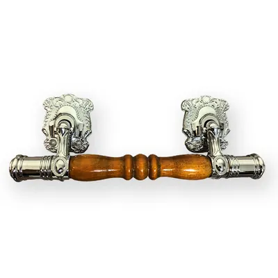 Wooden Casket Handle 1070-3 in Metal Arm and End Cap With 22mm Wooden Bar by Customized Color finish detail