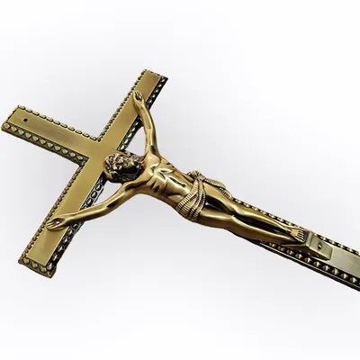 Antique Brass Coffin Crucifix 8031 In Zinc Alloy For Wooden Coffin Ornaments And Cross Decoration side view