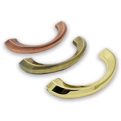 Polished brass zamak half moon coffin handle 1010 half moon design for Italy coffin and casket side view