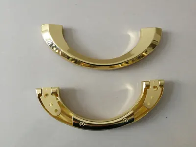 Polished brass zamak half moon coffin handle 1010 half moon design for Italy coffin and casket detail view
