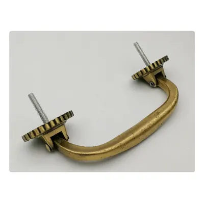 Movable bar coffin handle 1030 in antique brass color and good polish detail view