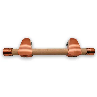 Coffin and casket handle 1038-3 metal zamak point and end cap with wooden bar side view