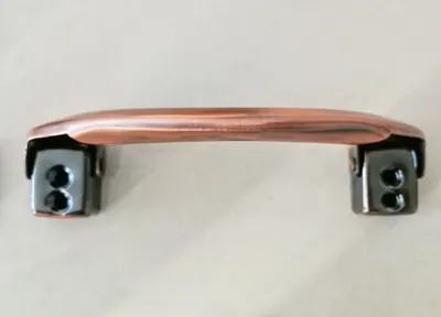 Half moon design metal coffin handles 1502-2 with square basement and two screw holes detail view