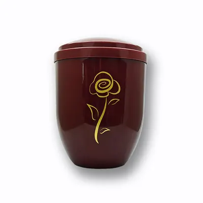 Funeral Supplies Plastic Cremation Ash Urn With Rose in Bordeaux Colored for Storage Human Ash (ref PABLUE)