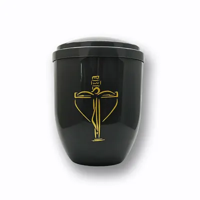 ABS Cremation Urn 3.3L With Cross Symbol in Gray Color (ref PAGRAY)