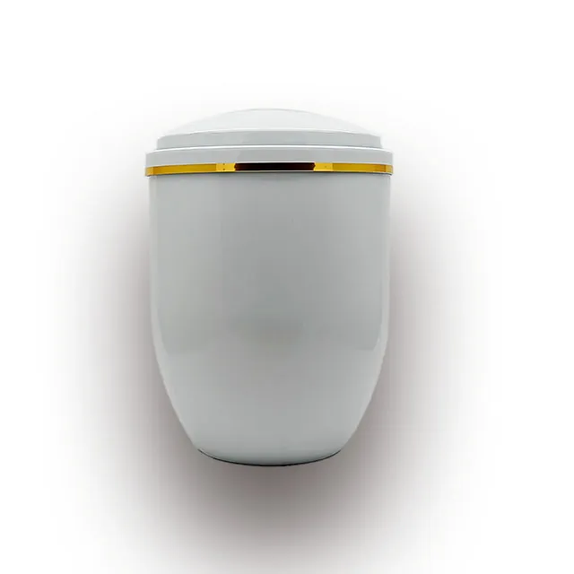 Funeral Ash Urn White Color With Brush Gold Belt In Plastic Material and 3.3L Volume (ref PA006-2)