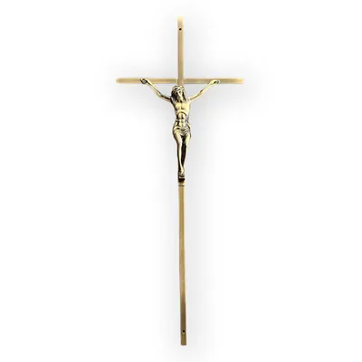 Funeral Crucifix 8065 Metal Cross in Antique Brass Color for Wooden Coffin and Casket Ornament