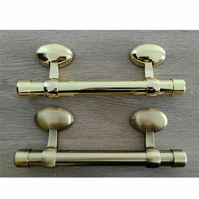 Polished Coffin Handle 1006 Egg Design with M6 screw rod and nuts detail view