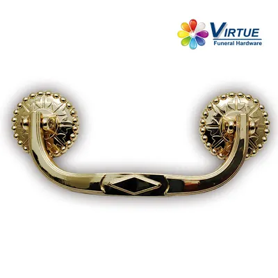 Zamak Coffin handle 1043 with solid bar Well selling France in Antique Brass Color side view