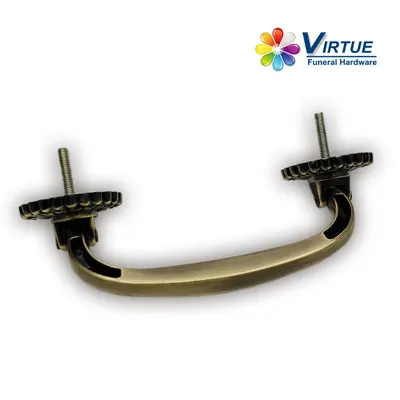 Zamak Coffin handle 1043 with solid bar Well selling France in Antique Brass Color finish detail