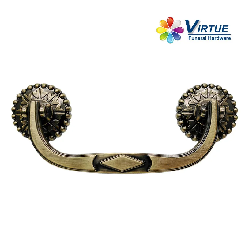 Zamak Coffin handle 1043 with solid bar Well selling France in Antique Brass Color