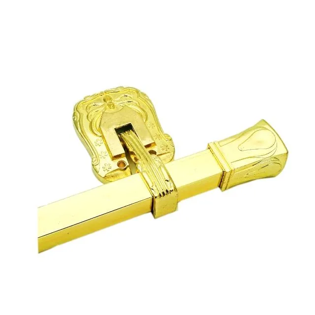 Classic square bar coffin handles with ornate back plate 1052 in gold plating