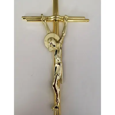 Double steel wire funeral cross with Christ for Italy wooden coffin decoration (ref 8036) detail view