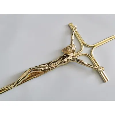 Metal Crucifix 8042 Funeral Coffin Decoration in Gold Plated Color side view