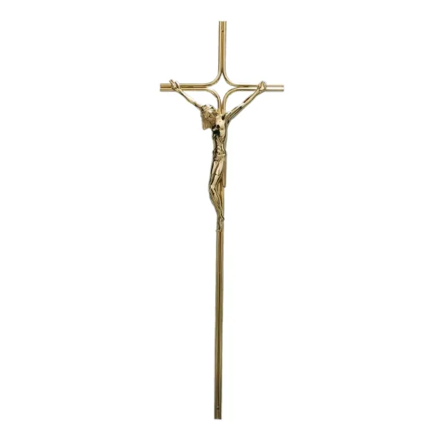 Metal Crucifix 8042 Funeral Coffin Decoration in Gold Plated Color