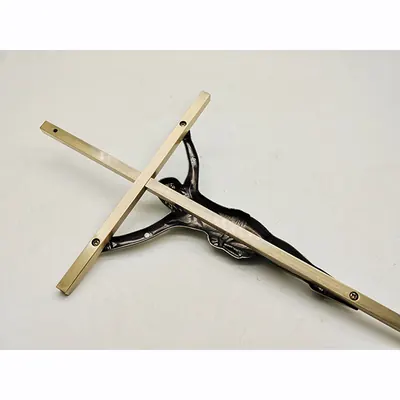 Funeral Crucifix And Cross 8047 in Metal Material and Antique Brass Color for Wooden Coffin and Casket detail view