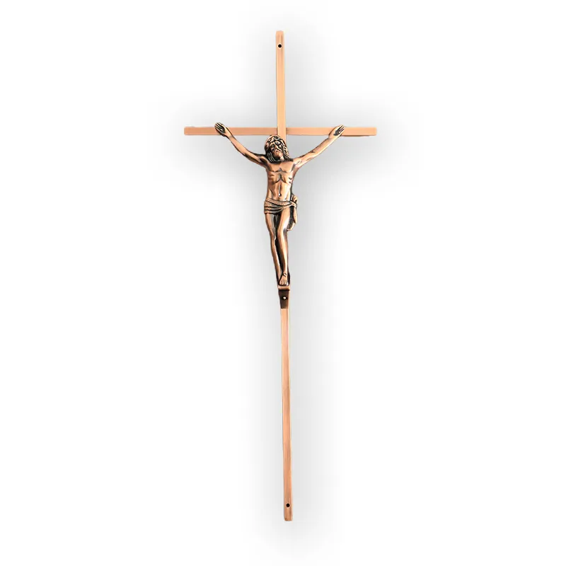 Antique Copper Metal Crucifix with Jesus 8047AC for Wooden Coffin and Casket Lid Decoration Cross