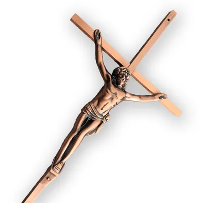Antique Copper Metal Crucifix with Jesus 8047AC for Wooden Coffin and Casket Lid Decoration Cross side view