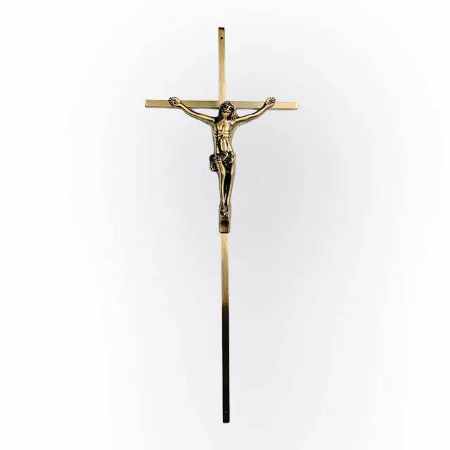 Funeral Coffin Decoration Metal Crucifix 8058 in Antique Brass and 45x18cm