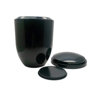Funeral Ash Urn For Cremation in ABS plastic material and Blue color (ref PA001) side view