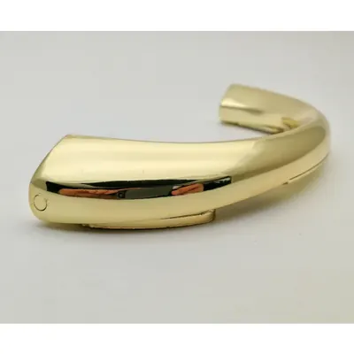 Polished brass coffin handle 1010-2 in zamac material and half moon design detail view