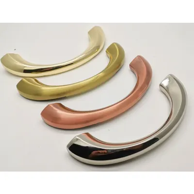 Polished brass coffin handle 1010-2 in zamac material and half moon design finish detail