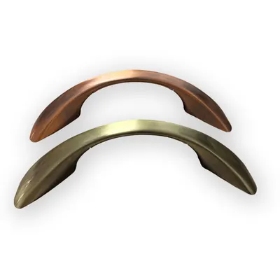 Zamak Coffin Handle 1076 in Arc Design and M6 Screw Rod Distance 230mm by Polished and Electronic Plated side view